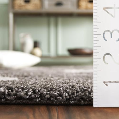 SAFAVIEH Florida Shag Collection Area Rug - 5'3" x 7'6", Smoke & Beige, Floral Design, Non-Shedding & Easy Care, 1.2-inch Thick Ideal for High Traffic Areas in Living Room, Bedroom (SG459-7913)