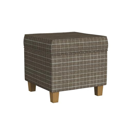 18" Classic Square Storage Ottoman - Brown Windowpane