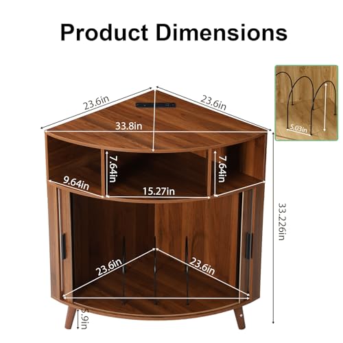 Corner Record Player Stand with Charging Station, view 3