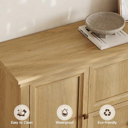 63" Large Farmhouse Sideboard Buffet Cabinet with Storage, Natural, view 4