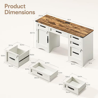 Farmhouse Executive Desk with Drawers, view 3