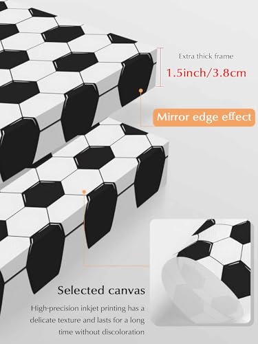NuYeBiofx Black White Soccer Skin Canvas Wall Art Prints,40"x28" Framed Picture Artwork Symmetrical Hexagon Pattern Printed Canvas Oil Painting for Living Room Bedroom Office,Ready to Hang