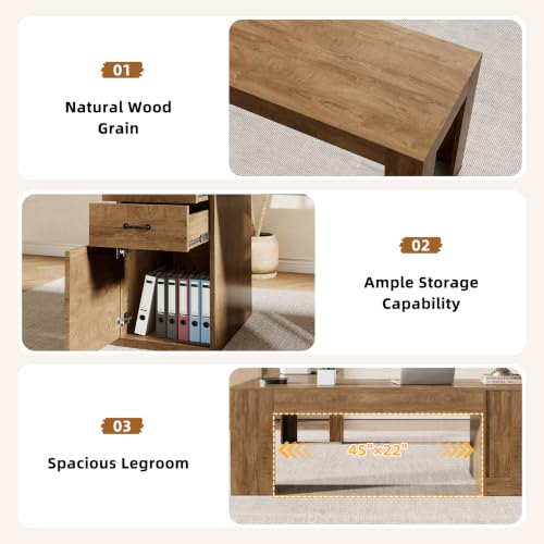 83" L Shaped Desk with Drawers & Cabinet, Modern Executive Desk, view 5