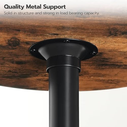 Round Bar Table, 35" Tall Pub Table, Cocktail Table with Base for Narrow Space, Bar Height Table for Kitchen, Easy to Assemble, Rustic Brown BF57BT01