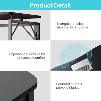 31.5" Black Folding Desk, No Assembly, Wooden Top, Small Size, view 6