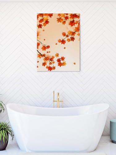 NuYeBiofx Thanksgiving Holiday Maple Leaf Canvas Wall Art Prints,30"x20" Framed Picture Artwork Fall Hanging Branch Printed Canvas Oil Painting for Living Room Bedroom Office,Ready to Hang