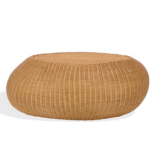 SAFAVIEH Couture - O'Reilly Oval Coffee Table - Natural Rattan - Fully Assembled - Ideal for Living Room, Family Room, 43" W x 29.5" D x 17.7" H (CWK3027A)