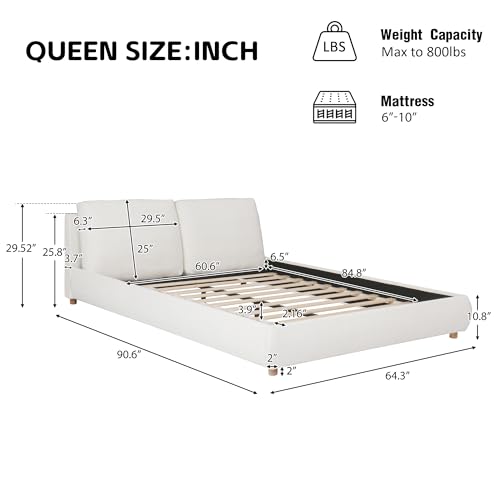Hazel Queen Size Bed Frame, Upholstered Platform Bed, view 3