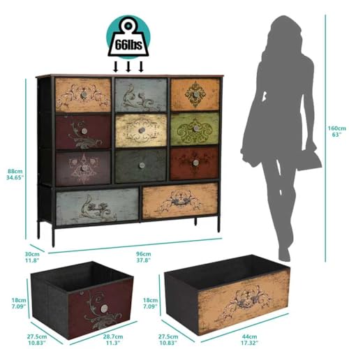 Dresser for Bedroom with 11 Storage Drawers, Tall Chests of Drawers, view 4