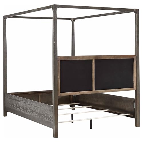 Queen Bedroom Set, 4 Piece Bedroom Set, Dark Rubberwood and Ash Veneer Set, Upholstered Queen Bed with Extra High Beige Headboard, Nightstand, Dresser, Mirror
