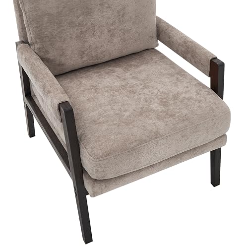Kelly Mid-Century Modern Chenille Upholstered Accent Armchair, Gray