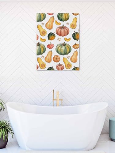 NuYeBiofx Autumn Harvest Pumpkins Canvas Wall Art Prints,30"x20" Framed Picture Artwork Thanksgiving Farm Plants Printed Canvas Oil Painting for Living Room Bedroom Office,Ready to Hang