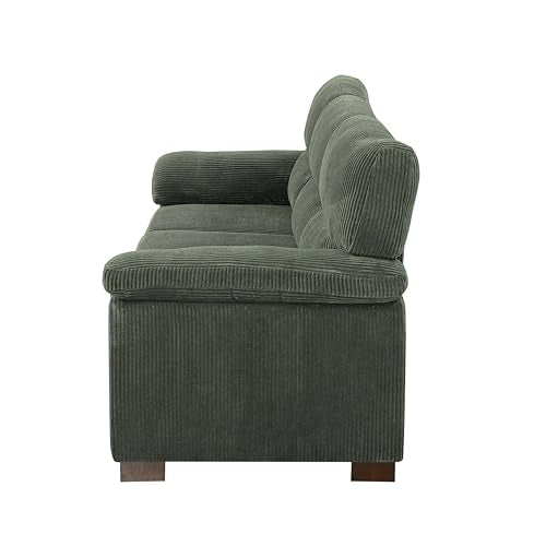 81" Tufted Leather Chaise Lounge, Modern Sofa with Curved Arms, view 5