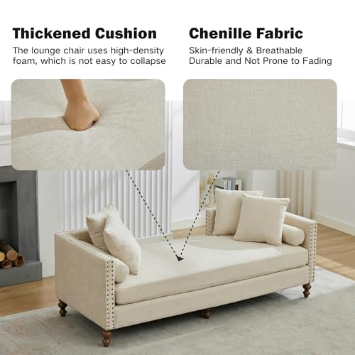 75.2" W Retro Oversized Chaise Lounge Chair Indoor with Left & Right Armrest, view 7