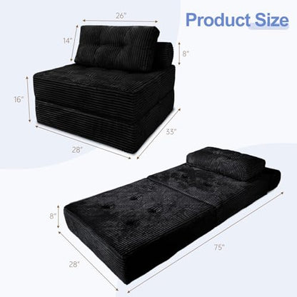 Sectional Cloud Couch, Folding Sofa Bed with Pillow, Fold Out Sleeper Chair