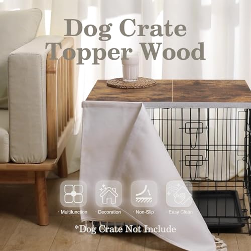 Dog Crate Topper Wood with Tassel Curtain for 36 inch Crate, view 6