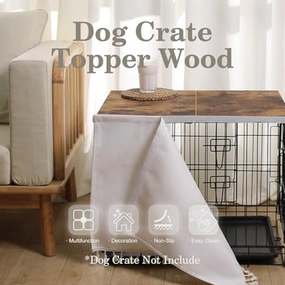 Dog Crate Topper Wood with Tassel Curtain for 36 inch Crate, view 6