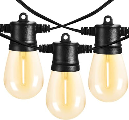 51FT Outdoor Shatterproof LED String Lights, Waterproof 17 Hanging Sockets with 18 x Dimmable LED Bulb Garden Light String, Waterproof Vintage Patio Lights for Wedding Party