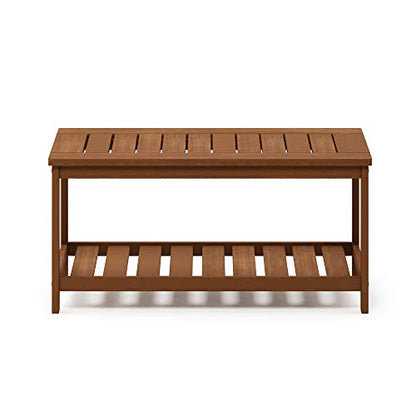 FG18508 Tioman Hardwood Patio Furniture 2-Tier Coffee Table in Teak Oil, Natural