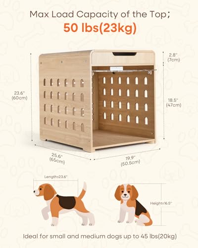Upgraded Modern Dog Crate Furniture with Charging Station Medium Kennel Indoor, view 3