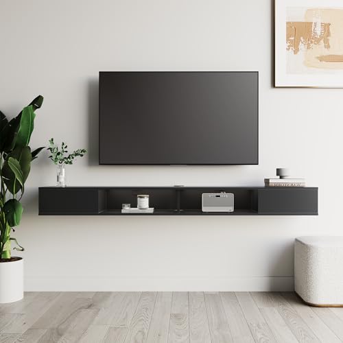 70 inch Floating Entertainment Center, Black, view 4
