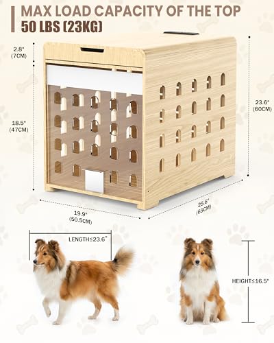 Modern Dog Crate Furniture with Charging Station – Wooden End Table Dog Crate, view 3