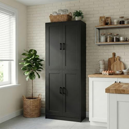 71" Tall Black Kitchen Hutch, view 2