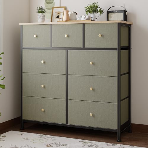 Fabric Dresser for Bedroom with 9 Drawers, Storage Tower, view 2