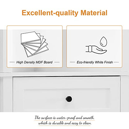 69 Inch Tall Corner Storage Cabinet with Adjustable Shelves, White | White MDF, bathroom kitchen or living room, adjustable shelves, open shelf, enclosed cabinet, triangle compartments, 23 in W