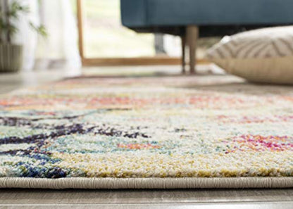 SAFAVIEH Monaco Collection Area Rug - 8' x 11', Multi, Boho Chic Tribal Distressed Design, Non-Shedding & Easy Care, Ideal for High Traffic Areas in Living Room, Bedroom (MNC222F)