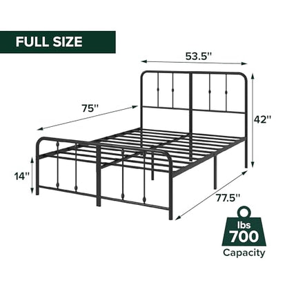 Zinus Leonardo Metal Platform Bed Frame, Victorian Spindle Headboard, Full, view 3