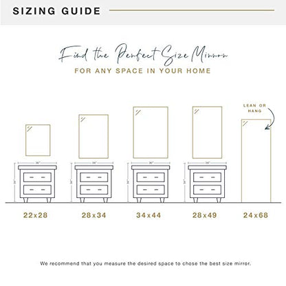 Ezra 28.66x34.66 Large Wall Mirror, White Woodgrain & Beveled Mirror, Vertical & Horizontal Wall Hanging Mirror for Bathroom, Bedroom & Livingroom