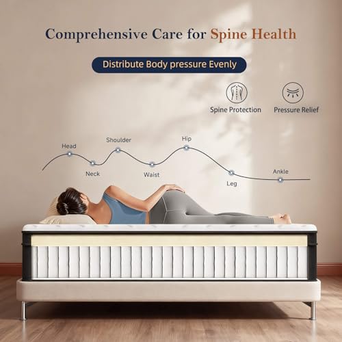 King Mattress - 12 Inch Medium Firm Ergonomic Mattress, Zoned Pocket Springs with Memory Foam for Back Support & Motion Isolation - CertiPUR-US Certified