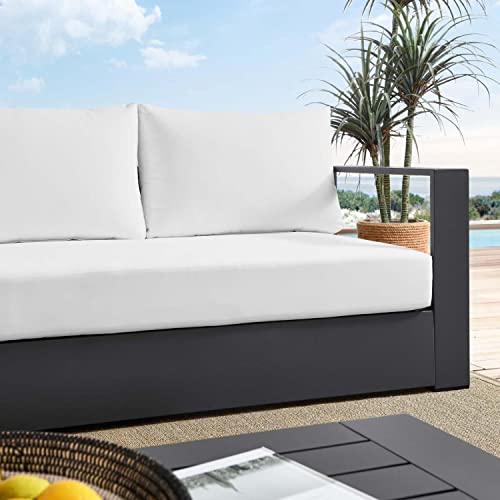 Tahoe Aluminum Outdoor Patio Sofa in Gray White