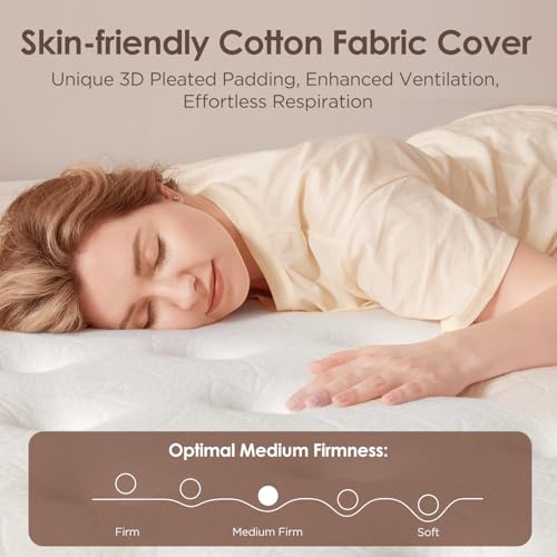 King Mattress 12 Inch, Medium Firm Hybrid Mattress King with Memory Foam & Zoned Pocket Springs for Pressure Relief, Motion Isolation | Fiberglass-Free, CertiPUR-US Certified | 80" x 76"