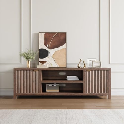 Fluted TV Stand for 80 in, Modern Entertainment Center with Storage, view 4