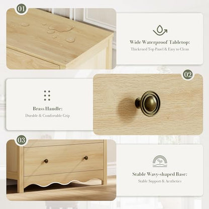 44” Tall Dresser for Bedroom with 6 Drawers (Natural), view 6