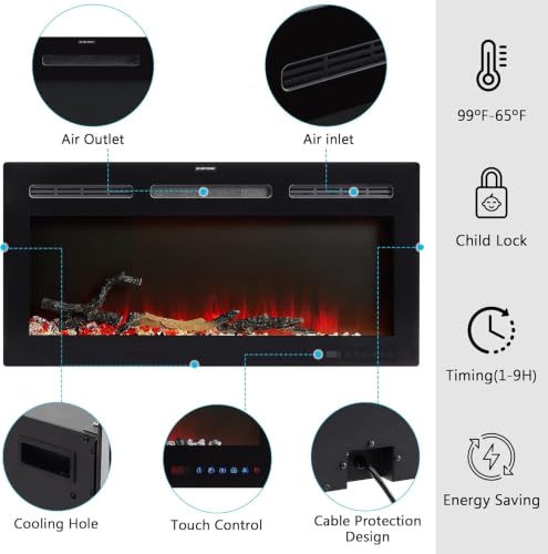 70.5" Electric Fireplace TV Stand for 75" TV with LED Storage, White, view 6