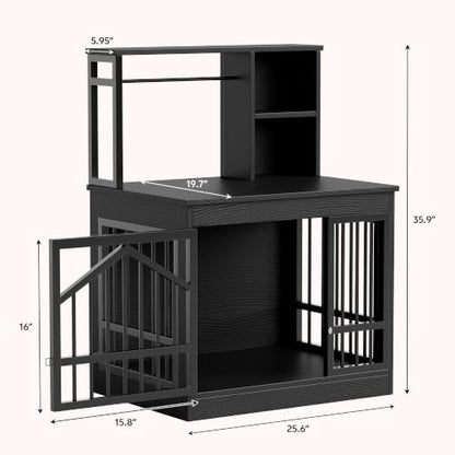 Dog Crate Furniture, Wooden Dog Kennel for Small Breed, Black, view 7