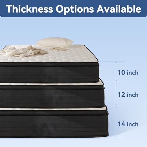 14 Inch Queen Size Hybrid Mattress - Cooling Gel Memory Foam Mattresses in a Box for Back Pain Relief | Breathable & Soft Sleep | Independent Pocket Spring with Strong Edge Support | CertiPUR-US