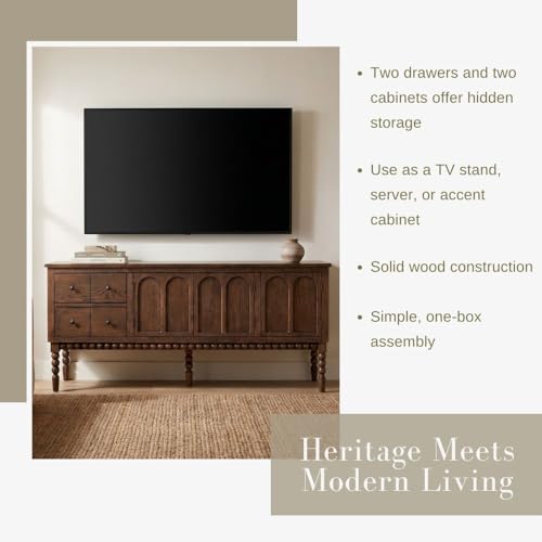 65" TV Entertainment Console, Buffet Cabinet, Cocoa Brown, view 4