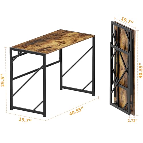 Folding Desk Writing Computer Desk for Home Office, No-Assembly Study Office Desk Foldable Table for Small Spaces