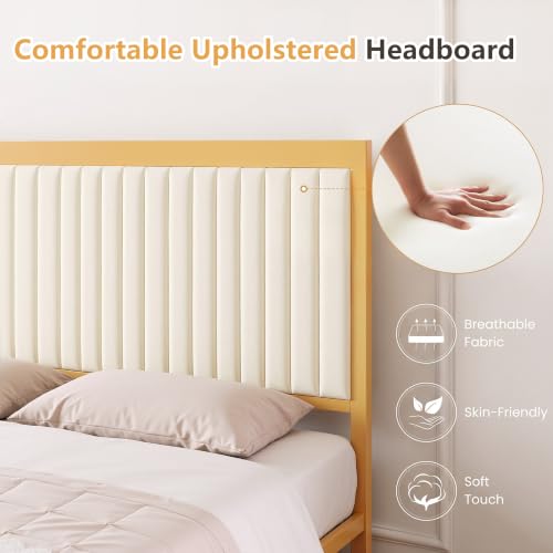 Queen Size Bed Frame, Golden, view 5