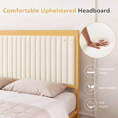 Queen Size Bed Frame, Golden, view 5
