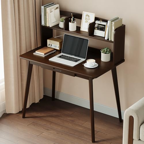 IOTXY Small Writing Desk with Hutch - 39.4" Work Computer Study Table, view 2