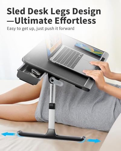 Laptop Bed Tray Table - Adjustable Lap Desk for Couch (Dark Black), view 7