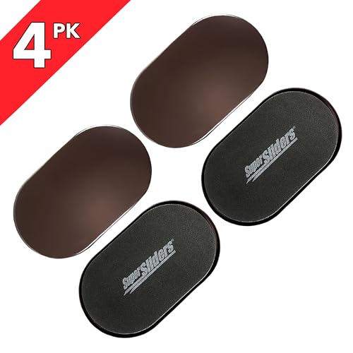5-3/4" x 9-1/2" XL Oval Reusable Furniture Sliders for Carpet, Anti-Slip Protective Furniture Moving Pads for Beds, Sofas, Dressers, Set of 4, Brown