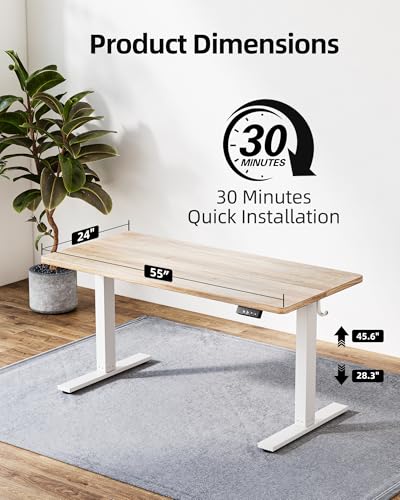 Height Adjustable Electric Standing Desk, 55 x 24 inch, Sit Stand Up Desk, view 4
