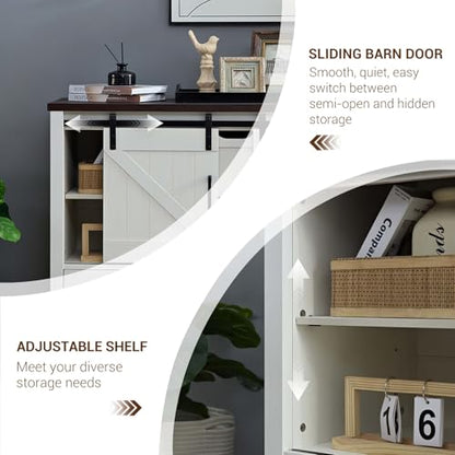 White Dresser for Bedroom, Farmhouse Dresser with Sliding Barn Door, view 6