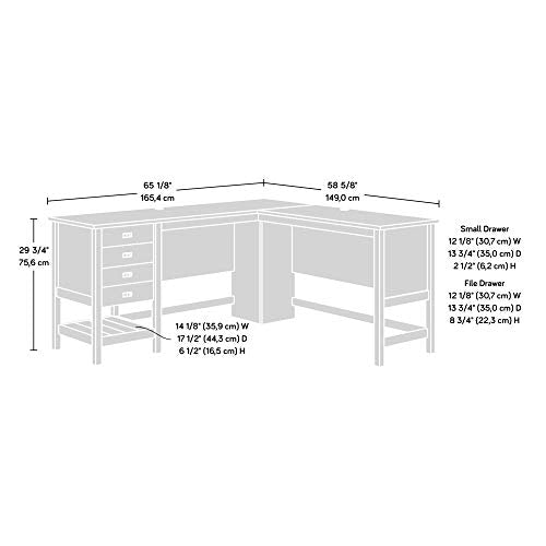 Cottage Road L Shaped Desk Computer Desk with Drawers, Home Office Desk with Optional File Cabinet Storage, Cable Management, in Soft White Finish